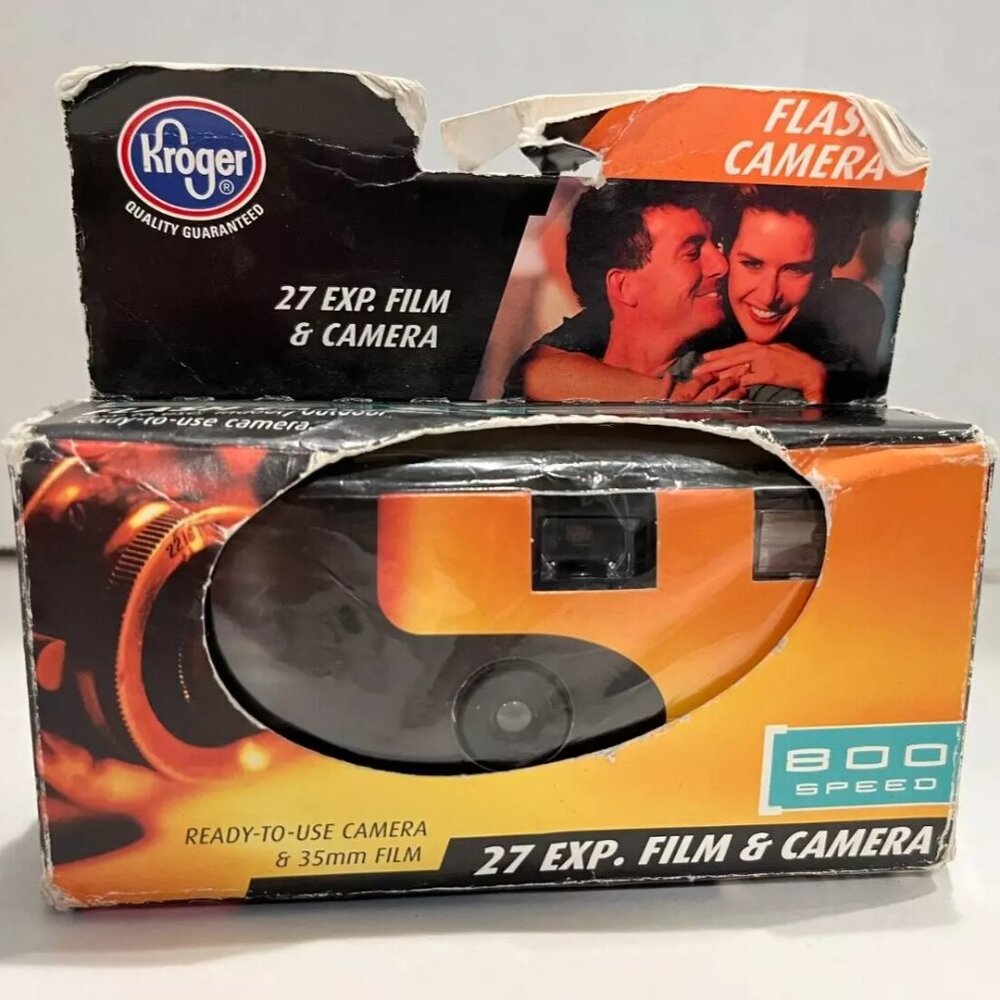 Flash Camera 27 Exp Film Indoor Outdoor Ready to Use Kroger, Unopen